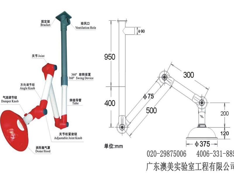 實驗室萬象排氣罩 實驗室排風 實驗室通風 實驗室排氣系統 實驗室配件 廣東實驗室廠家 實驗室廣東澳美3068實驗室配件